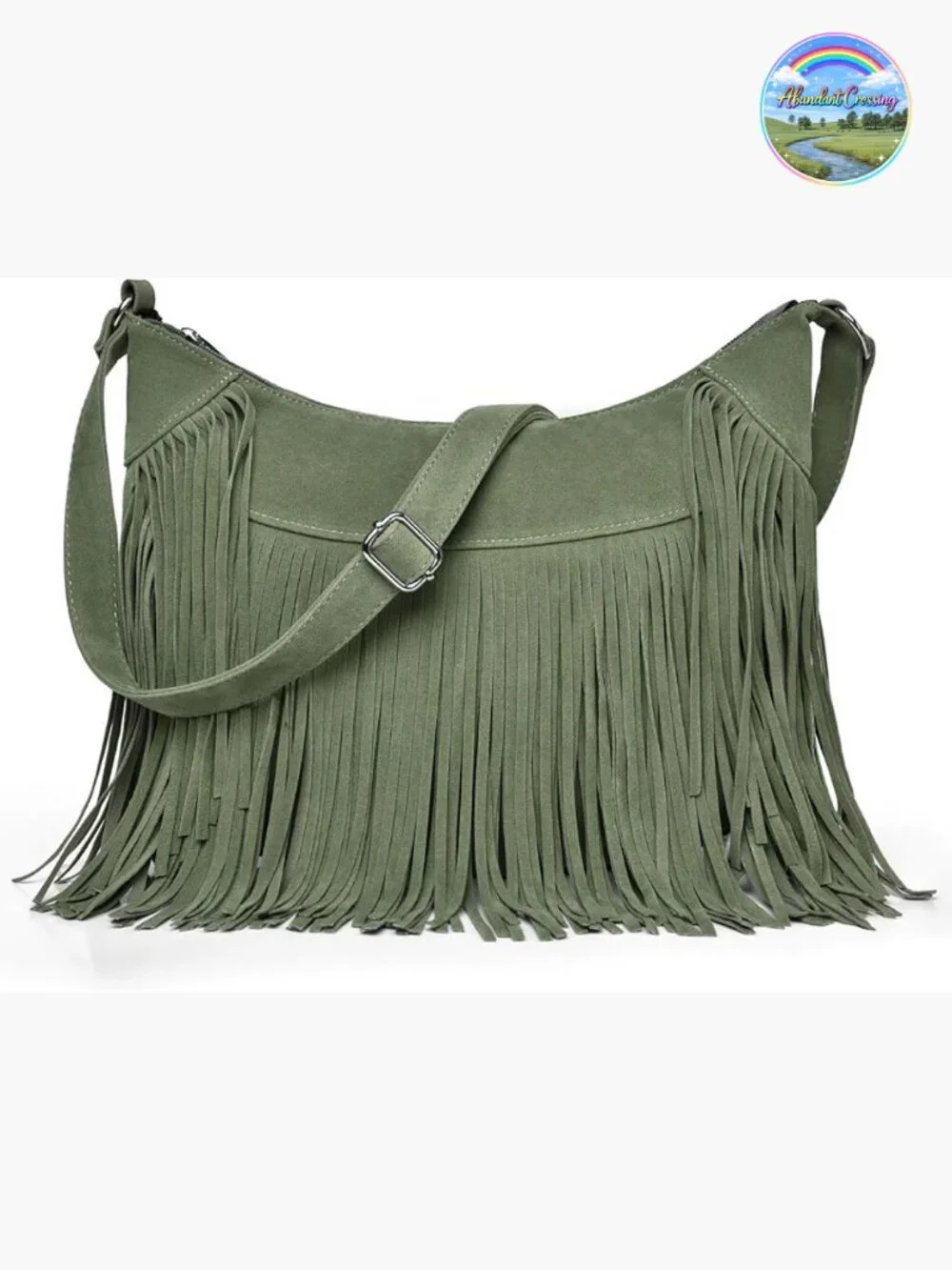 Vintage Suede Fringe Hobo Bag Crossbody Tassel Shoulder Purse